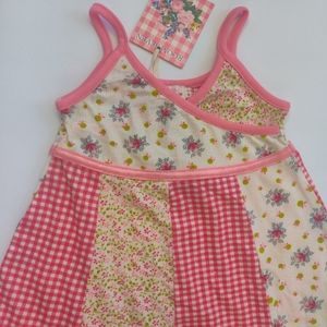 NWT Boutique Room Seven Red/Pink Floral Gingham Knit Tank Dress  Size 5 110